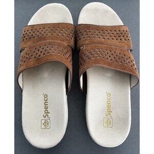 Spenco Twilight Stud Women's Suede Comfort Sandals Saddle Brown 9.5 B